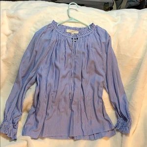 LOFT Blue Stripe Long Sleeve Shirt